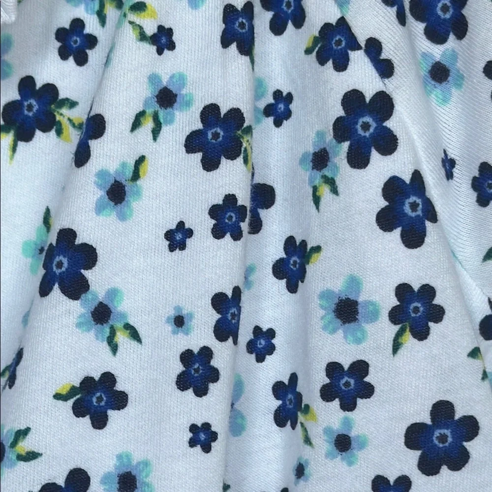 NWT kids Justice Blue and White Puff Sleeve Blouse